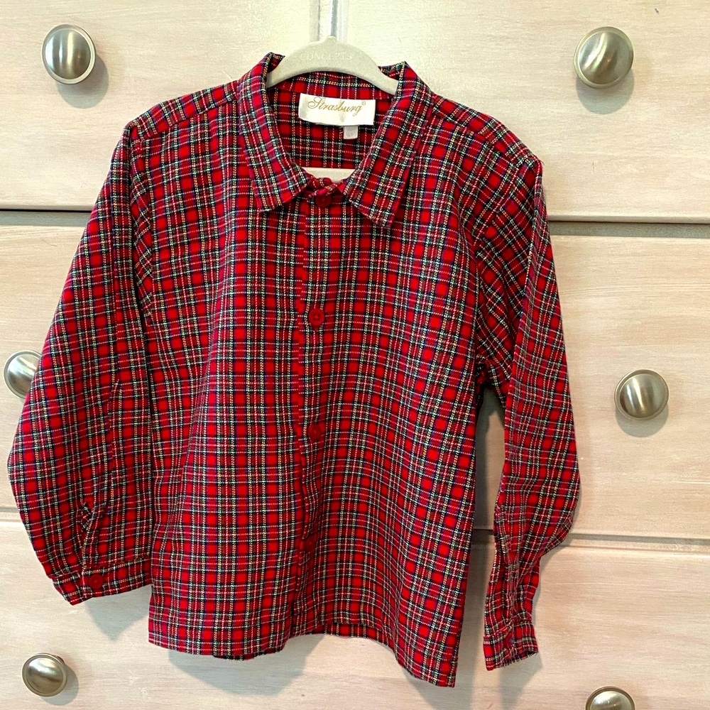 4T Classic Red Plaid Strasburg Button Down Shirt